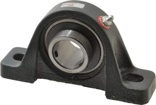 Browning - 1-3/8" ID, 6-3/4" OAL x 3-11/16" OAH Pillow Block - 3,493 Lb Static Cap, 5,782 Lb Dyn Cap, 5" Btw Mnt Hole Ctrs, 1-7/8" Base-to-Ctr Ht, Cast Iron - Exact Tool & Supply