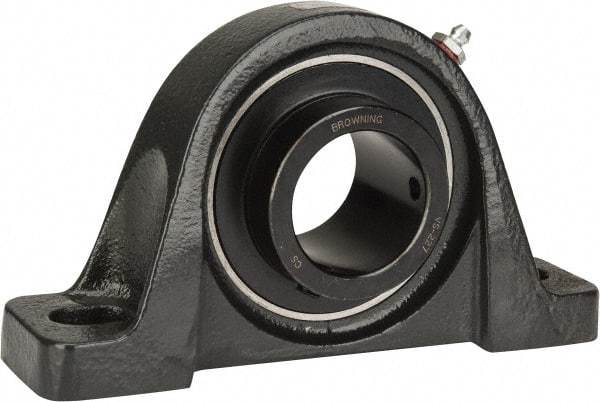Browning - 1-11/16" ID, 7-3/8" OAL x 4-3/16" OAH Pillow Block - 5,139 Lb Static Cap, 7,901 Lb Dyn Cap, 5-21/32" Btw Mnt Hole Ctrs, 2-1/16" Base-to-Ctr Ht, Cast Iron - Exact Tool & Supply