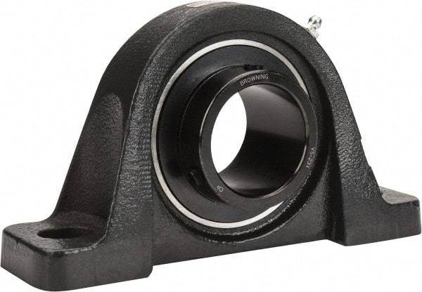 Browning - 1-15/16" ID, 8" OAL x 4-1/2" OAH Pillow Block - 5,216 Lb Static Cap, 7,889 Lb Dyn Cap, 6-3/16" Btw Mnt Hole Ctrs, 2-3/16" Base-to-Ctr Ht, Cast Iron - Exact Tool & Supply