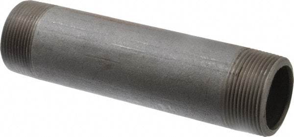 Made in USA - Schedule 80, 1-1/2" Diam x 7" Long Black Pipe Nipple - Threaded - Exact Tool & Supply