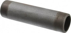 Made in USA - Schedule 80, 1-1/2" Diam x 7" Long Black Pipe Nipple - Threaded - Exact Tool & Supply
