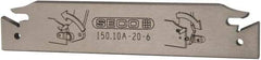 Seco - 0.843" Blade Height, 0.222" Blade Width, 4.72" OAL, Neutral Cut, Double End Indexable Cut-Off Blade - 150.10A Blade, 150.10 Series - Exact Tool & Supply