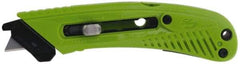 PHC - Retractable Utility Knife - 1-5/8" Blade, Lime Green Plastic Handle, 1 Blade Included - Exact Tool & Supply