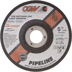 Camel Grinding Wheels - 24 Grit, 6" Wheel Diam, 1/8" Wheel Thickness, Type 27 Depressed Center Wheel - Coarse Grade, Aluminum Oxide, Resinoid Bond, 10,200 Max RPM - Exact Tool & Supply
