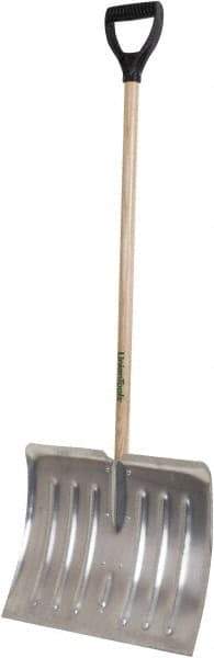 True Temper - 18 Inch Wide Blade x 15 Inch High Blade Snow Shovel - 38 Inch Long Ash Shaft Handle with Poly D-Grip - Exact Tool & Supply