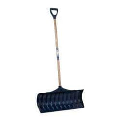 UnionTools - 30 Inch Wide Blade x 11-1/2 Inch High Blade Pusher Snow Shovel - 43 Inch Long Ash Shaft Handle with Poly D-Grip - Exact Tool & Supply