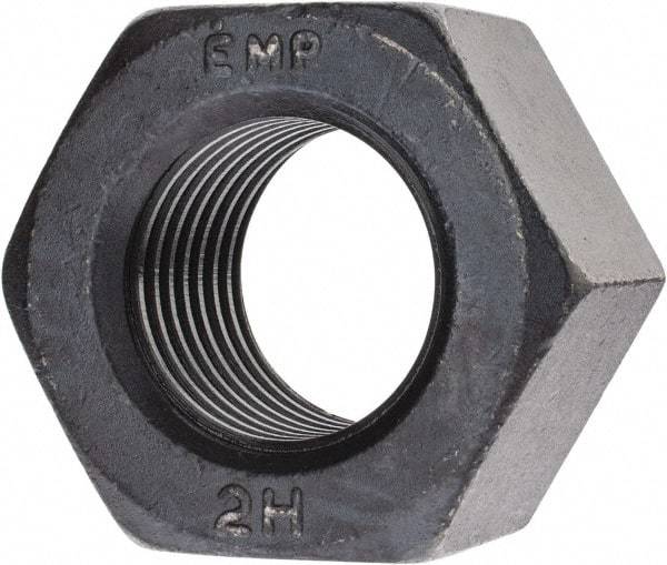 Value Collection - 2-8 UN Steel Right Hand Heavy Hex Nut - 3-1/8" Across Flats, 1-31/32" High, Uncoated, 2B Class of Fit - Exact Tool & Supply