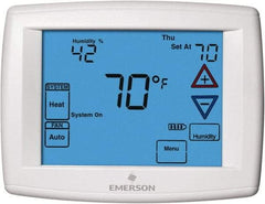 White-Rodgers - 45 to 99°F, 4 Heat, 2 Cool, Universal Touch Screen Programmable Thermostat - 0 to 30 Volts, Horizontal Mount, Electronic Contacts Switch - Exact Tool & Supply