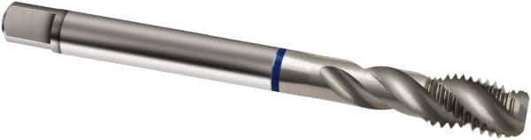 Guhring - M12x1.00 Metric Fine 3 Flute 6H Modified Bottoming Spiral Flute Tap - Powdered Metal, Bright Finish, 100mm OAL, Right Hand Flute, Right Hand Thread, D4/D5, Series 936 - Exact Tool & Supply
