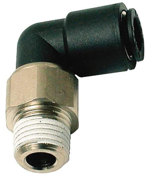 Legris - 12mm Outside Diam, 1/4 BSPT, Nylon Push-to-Connect Tube Male Swivel Elbow - 290 Max psi, Tube to Male BSPT Connection, Buna Nitrile O-Ring - Exact Tool & Supply