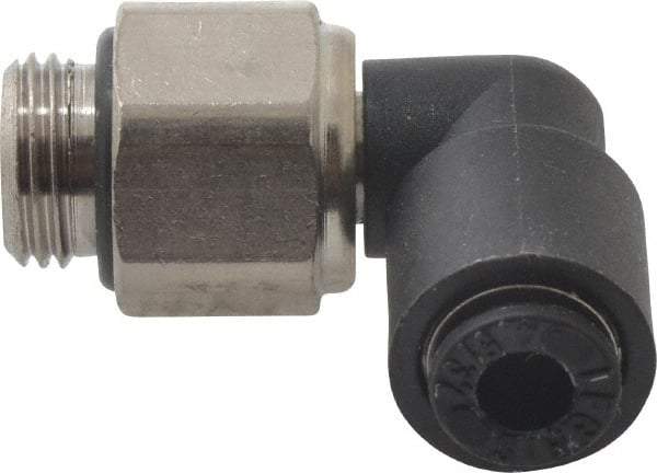 Legris - 4mm Outside Diam, 1/8 BSPP, Nylon Push-to-Connect Tube Male Swivel Elbow - 290 Max psi, Tube to Male BSPP Connection, Buna Nitrile O-Ring - Exact Tool & Supply