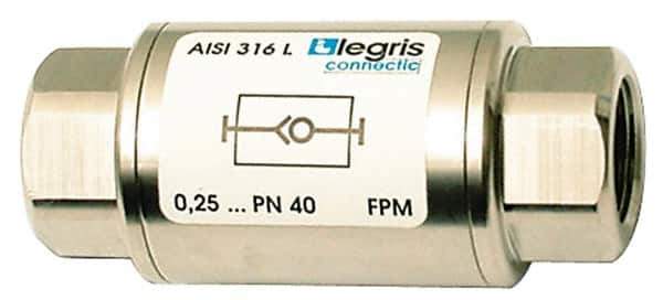 Legris - 1/4" Stainless Steel Check Valve - Unidirectional, Female BSPP x Female BSPP, 580 WOG - Exact Tool & Supply