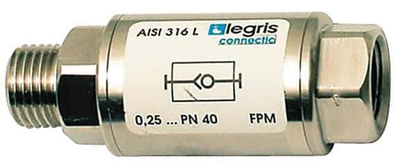 Legris - 3/8" Stainless Steel Check Valve - Unidirectional, Male BSPP x Female BSPP, 580 WOG - Exact Tool & Supply