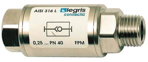 Legris - 3/8" Stainless Steel Check Valve - Unidirectional, Female BSPP x Male BSPP, 580 WOG - Exact Tool & Supply