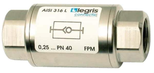 Legris - 1/8" Stainless Steel Check Valve - Unidirectional, FNPT x FNPT, 580 WOG - Exact Tool & Supply