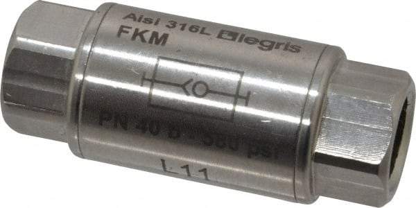 Legris - 1/4" Stainless Steel Check Valve - Unidirectional, FNPT x FNPT, 580 WOG - Exact Tool & Supply