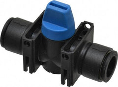 Legris - 12mm Pipe, Standard Port, Composite Miniature Ball Valve - 1 Piece, Inline - Two Way Flow, Push-to-Connect x Push-to-Connect Ends, Short Handle, 150 WOG - Exact Tool & Supply