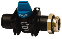 Legris - 1/4" Pipe, Standard Port, Composite Miniature Ball Valve - 1 Piece, Inline - Two Way Flow, MBSPP x Push-to-Connect Ends, Short Handle, 150 WOG - Exact Tool & Supply