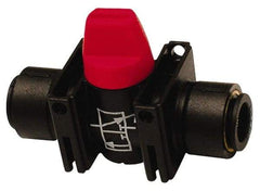Legris - 5/32" Pipe, Standard Port, Composite Miniature Ball Valve - 1 Piece, Inline - Two Way Flow, Push-to-Connect x Push-to-Connect Ends, Short Handle, 150 WOG - Exact Tool & Supply