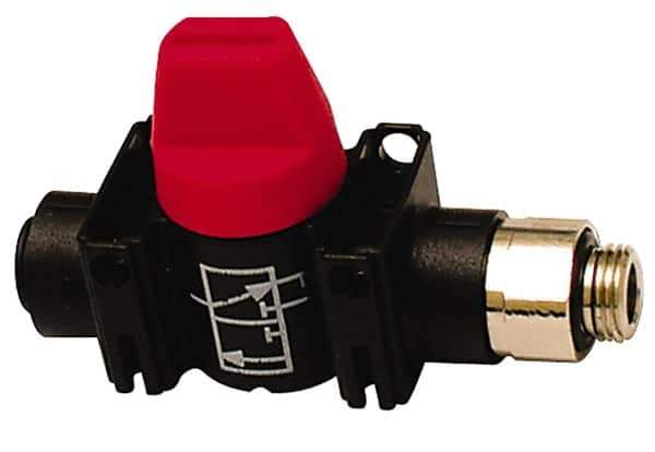 Legris - 1/2" Pipe, Standard Port, Composite Miniature Ball Valve - 1 Piece, Inline - Two Way Flow, MBSPP x Push-to-Connect Ends, Short Handle, 150 WOG - Exact Tool & Supply