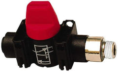 Legris - 3/8" Pipe, Standard Port, Composite Miniature Ball Valve - 1 Piece, Inline - Two Way Flow, MNPT x Push-to-Connect Ends, Short Handle, 150 WOG - Exact Tool & Supply