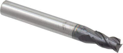 Accupro - 7/32", 3/8" LOC, 1/4" Shank Diam, 2" OAL, 3 Flute, Solid Carbide Square End Mill - Single End, AlTiN Finish, Spiral Flute, 40° Helix, Centercutting, Right Hand Cut, Right Hand Flute - Exact Tool & Supply