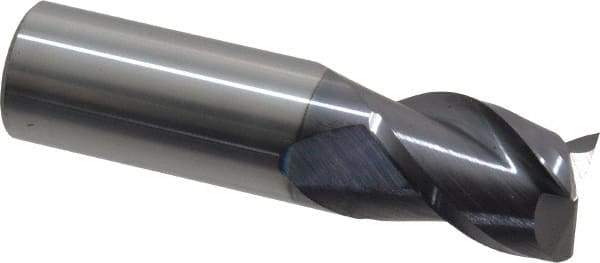 Accupro - 3/4", 1" LOC, 3/4" Shank Diam, 3" OAL, 3 Flute, Solid Carbide Square End Mill - Single End, AlTiN Finish, Spiral Flute, 40° Helix, Centercutting, Right Hand Cut, Right Hand Flute - Exact Tool & Supply