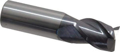 Accupro - 3/4", 1" LOC, 3/4" Shank Diam, 3" OAL, 3 Flute, Solid Carbide Square End Mill - Single End, AlTiN Finish, Spiral Flute, 40° Helix, Centercutting, Right Hand Cut, Right Hand Flute - Exact Tool & Supply