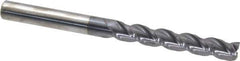 Accupro - 1/2", 3" LOC, 1/2" Shank Diam, 6" OAL, 3 Flute, Solid Carbide Square End Mill - Single End, AlTiN Finish, Spiral Flute, 40° Helix, Centercutting, Right Hand Cut, Right Hand Flute - Exact Tool & Supply