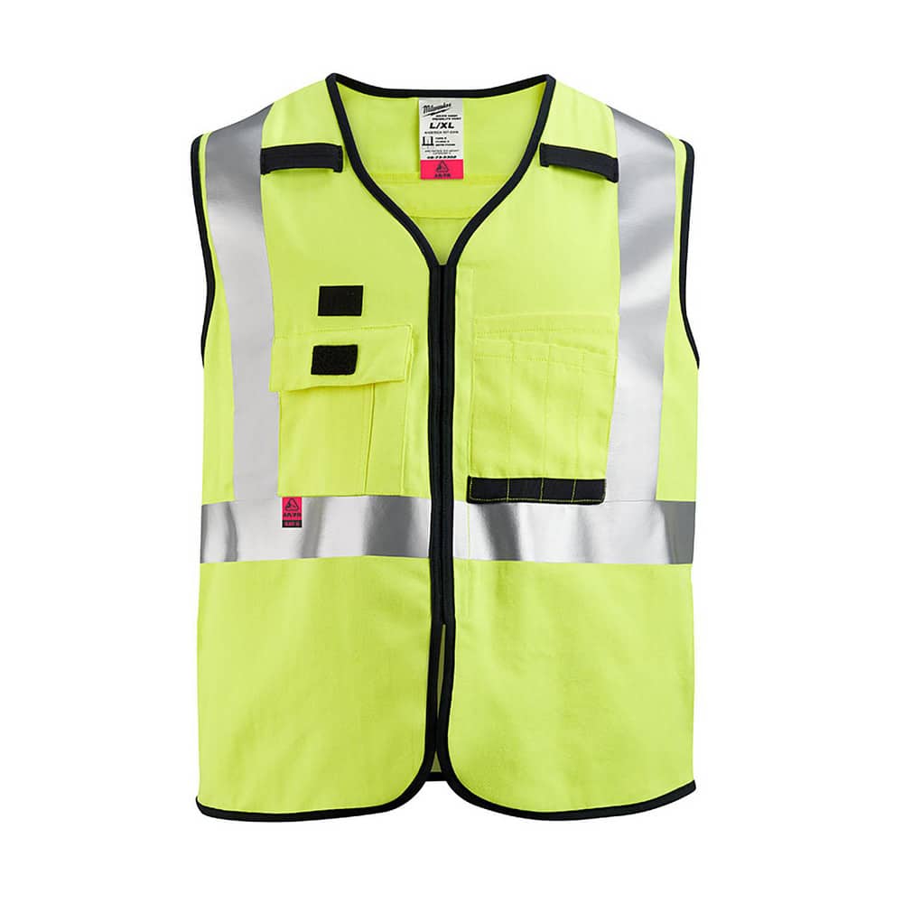 High Visibility Vests; Size: 4X/5X-Large; Color: Yellow; Closure Type: Zipper; ANSI Class: 2