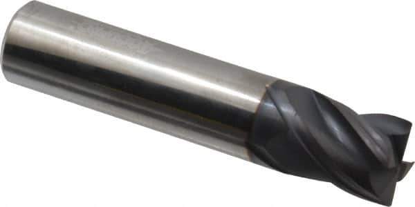 Accupro - 5/8", 4 Flute, Single End, Solid Carbide, Corner Chamfer End Mill - 3" OAL, Right Hand Flute, 3/4" LOC, Right Hand Cut - Exact Tool & Supply