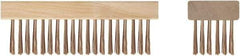 Ampco - 19 Rows x 6 Columns Bronze Scratch Brush - 7-1/4" OAL, 1-3/4" Trim Length, Wood Straight Handle - Exact Tool & Supply