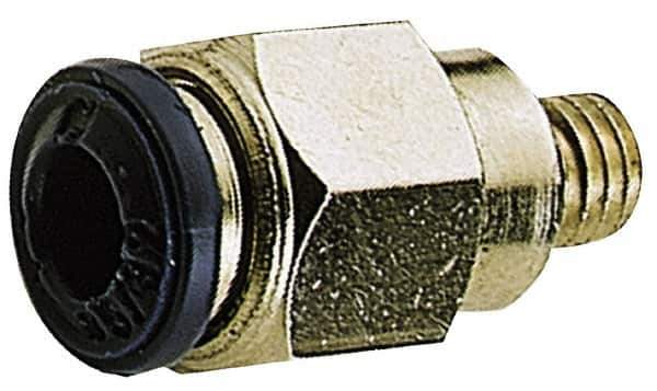 Alpha Technologies - 1/4" Outside Diam, 10-32 UNF, Nickel Plated Brass Push-to-Connect Male Connector - 250 Max psi, Tube to Male UNF Connection, Buna O-Ring - Exact Tool & Supply