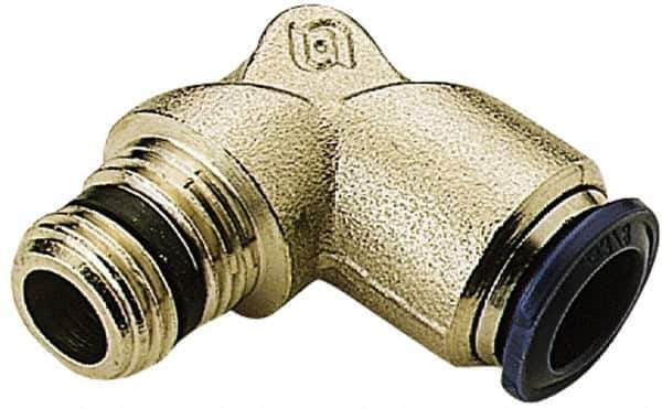 Alpha Technologies - 1/4" Outside Diam, 1/4 NPTF, Nickel Plated Brass Push-to-Connect Tube Male Elbow - 250 Max psi, Tube to Male NPT Connection, Buna O-Ring - Exact Tool & Supply