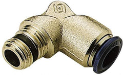 Alpha Technologies - 1/4" Outside Diam, 1/4 NPTF, Nickel Plated Brass Push-to-Connect Tube Male Elbow - 250 Max psi, Tube to Male NPT Connection, Buna O-Ring - Exact Tool & Supply