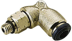 Alpha Technologies - 5/32" Outside Diam, 10-32 UNF, Nickel Plated Brass Push-to-Connect Male Swivel Elbow - 250 Max psi, Tube to Male UNF Connection, Buna O-Ring - Exact Tool & Supply