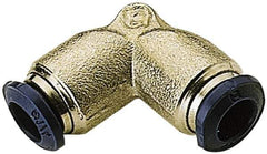 Alpha Technologies - 1/2" Outside Diam, Nickel Plated Brass Push-to-Connect Union Elbow - 250 Max psi, Tube to Tube Connection, Buna O-Ring - Exact Tool & Supply