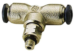 Alpha Technologies - 5/32" Outside Diam, 10-32 UNF, Nickel Plated Brass Push-to-Connect Male Branch Tee - 250 Max psi, Tube to Male Connection, Buna O-Ring - Exact Tool & Supply