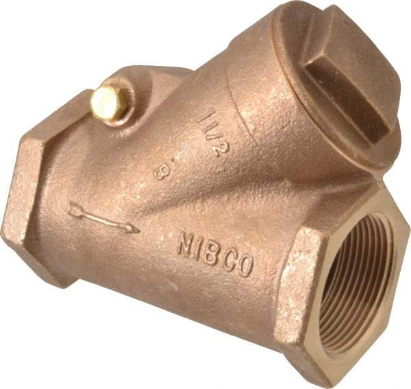 NIBCO - 1-1/2" Bronze Check Valve - Y-Pattern, FNPT x FNPT, 400 WOG - Exact Tool & Supply
