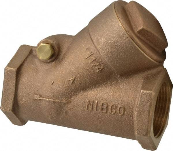 NIBCO - 1-1/4" Bronze Check Valve - Y-Pattern, FNPT x FNPT, 400 WOG - Exact Tool & Supply