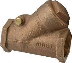 NIBCO - 1-1/4" Bronze Check Valve - Y-Pattern, FNPT x FNPT, 400 WOG - Exact Tool & Supply