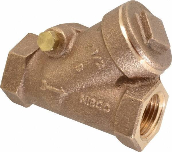 NIBCO - 1/2" Bronze Check Valve - Y-Pattern, FNPT x FNPT, 600 WOG - Exact Tool & Supply