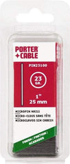Porter-Cable - 23 Gauge 1" Long Pin Nails for Power Nailers - Steel, Galvanized Finish, Straight Stick Collation, Chisel Point - Exact Tool & Supply