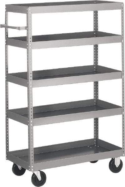 Quantum Storage - 1,000 Lb Capacity, 48" Wide x 18" Long x 57" High Shelf Cart - 5 Shelf, Steel - Exact Tool & Supply