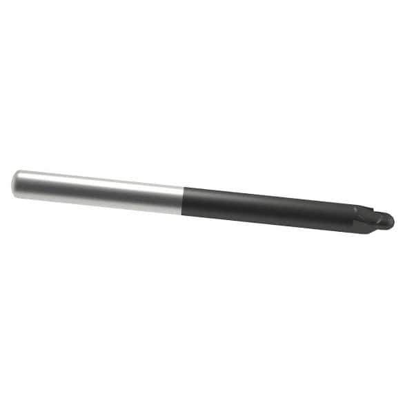 Accupro - 3/8" Diam, 3/8" LOC, 2 Flute Solid Carbide Ball End Mill - AlTiN Finish, Single End, 4" OAL, 3/8" Shank Diam, Spiral Flute - Exact Tool & Supply