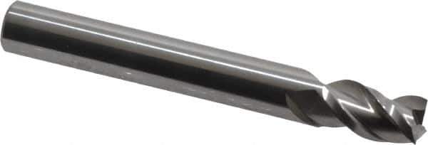 Accupro - 1/4", 3/8" LOC, 1/4" Shank Diam, 2" OAL, 3 Flute, Solid Carbide Square End Mill - Single End, Uncoated, Spiral Flute, 40° Helix, Centercutting, Right Hand Cut, Right Hand Flute - Exact Tool & Supply