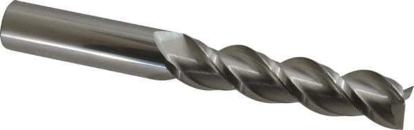 Accupro - 3/4", 3-1/4" LOC, 3/4" Shank Diam, 6" OAL, 3 Flute, Solid Carbide Square End Mill - Single End, Uncoated, Spiral Flute, 40° Helix, Centercutting, Right Hand Cut, Right Hand Flute - Exact Tool & Supply