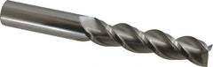 Accupro - 3/4", 3-1/4" LOC, 3/4" Shank Diam, 6" OAL, 3 Flute, Solid Carbide Square End Mill - Single End, Uncoated, Spiral Flute, 40° Helix, Centercutting, Right Hand Cut, Right Hand Flute - Exact Tool & Supply