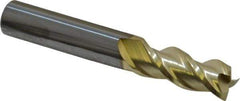 Accupro - 3/8", 7/8" LOC, 3/8" Shank Diam, 2-1/2" OAL, 3 Flute, Solid Carbide Square End Mill - Single End, ZrN Finish, Spiral Flute, 40° Helix, Centercutting, Right Hand Cut, Right Hand Flute - Exact Tool & Supply