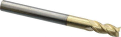 Accupro - 3/16", 3/8" LOC, 3/16" Shank Diam, 2" OAL, 3 Flute, Solid Carbide Square End Mill - Single End, ZrN Finish, Spiral Flute, 40° Helix, Centercutting, Right Hand Cut, Right Hand Flute - Exact Tool & Supply